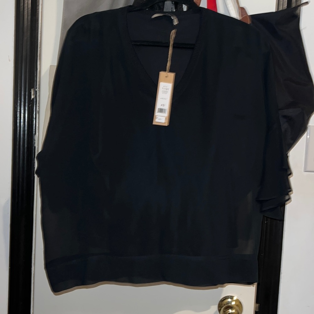 Black double layer blouse